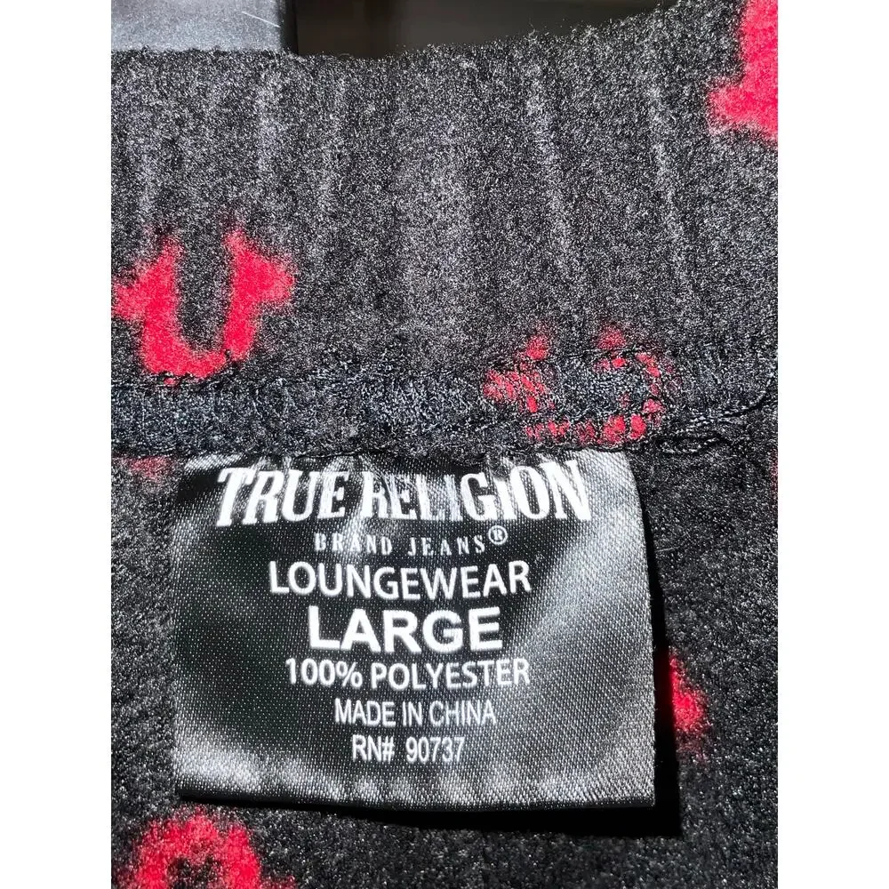 True Religion Red Black Allover Horseshoe Metallic Print Lounge Pajamas Size L